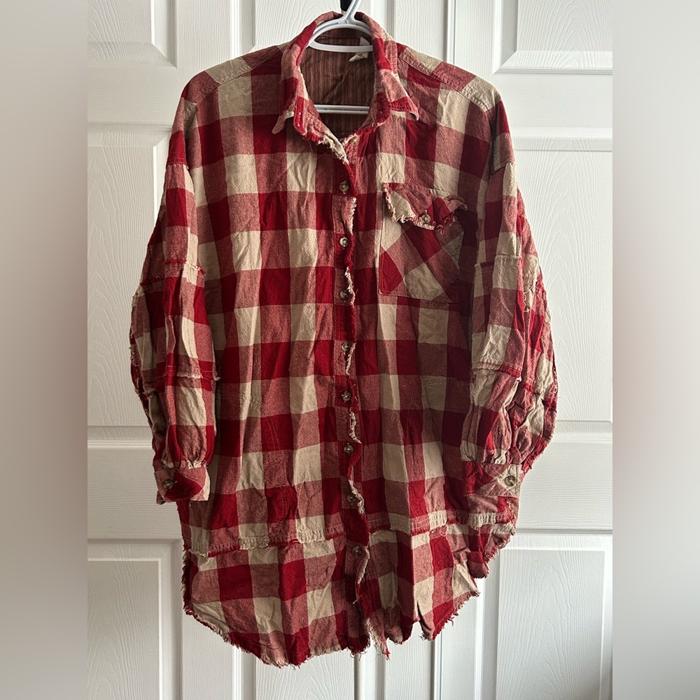 Easel Patchwork/Distressed Button Down